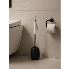 Silikon Başlıklı Mat Siyah Paslanmaz Detaylı Tuvalet Fırçası ve Standı – Modern, Şık Wc Fırçası  VICHY-7051