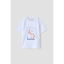 GB Baby Kız Bebek Beyaz TShirt Kısa Kol Günlük Stil %95 Pamuk Malzeme