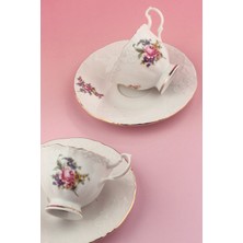 Bursa Porselen Dekor Dora Altın Yaldızlı 2 Kişilik Kahve Fincan Takımı