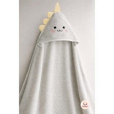 Bebekevi Dinazor Kapüşonlu Bebek Havlusu %100 Pamuk Oeko-Tex Sertifikalı Bebek Havlusu - Kese Hediyeli