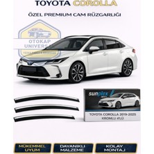 Sunplex Toyota Corolla 2019-2025 Kromlu Cam Rüzgarlığı Takım 4 Lü Takım Rüzgar Kesici Yağmur Önleyici