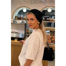 Bahels Kadın Siyah File Model Bandana, Örgü Bandana