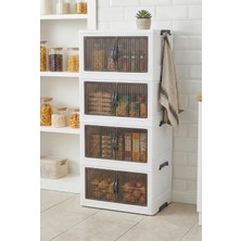 EW's Kitchenware Beyaz Dört Katlı Portatif Dolap & Çok Amaçlı Mutfak ve Kiler Düzenleyici 29X48X112 cm