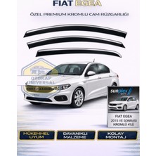 Sunplex Fiat Egea 2015 ve Sonrası Kromlu Cam Rüzgarlığı Takım 4 Lü Takım Rüzgar Kesici Yağmur Önleyici