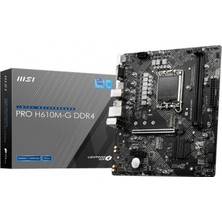  pro h610m-g ddr4 soket 1700 ddr4 3200(oc) pci-e gen 4 m.2 usb3.2 1x 1g lan matx anakart