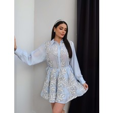 Esra Helvacı Yaprak Desenli Gömlek Etek Takım