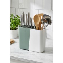 EW's Kitchenware Yeşil Sürgülü Dik Kaşıklık & Fonksiyonel Bıçaklık ve Mutfak Düzenleyici 9X17X21 cm