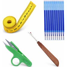 Albertos Terzi Başlangıç Seti Iplik Temizleme Makası Mezura Iplik Sökücü 10 Adet Uçan Kalem