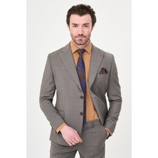 MCR Ince Çizgili Slim Fit Geniş Yaka Premium Yün Erkek Takım Elbise
