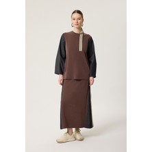 Centilmen Mascara Çizgi Detaylı Kahve Bluz 214222