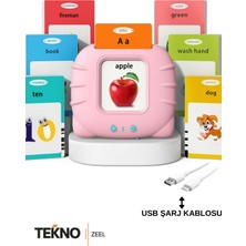Teknozeel Ingilizce Konuşan Sesli Flaş Kart Seti Pembe - 112 Kart Okul Öncesi Öğrenme Eğitici Oyuncak