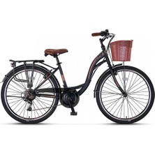Ümit Bisiklet Ümit Alanya - 28 Jant Lady Kadro 47CM Kadro Sepetli Şehir Bisikleti - Siyah Kahverengi