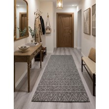My Evilla Antrasit Etnik Desenli Kaymaz Taban Yıkanabilir Halı Ultra Yumuşak Su Emici Dekoratif Lüks Salon Mutfak Koridor Çocuk Odası Halısı