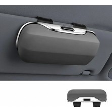 Midkan Araç Içi Gözlük Tutucu Kapaklı Lüks Gri