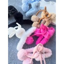 Efna Store Fiyonk Ponpon Detaylı Tüylü Peluş 11 cm Mandal Toka(1 Adet)