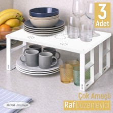 Trend Maison Çok Amaçlı Metal Dolap Içi Raf Düzenleyici Mutfak & Banyo Organizer Rafı 3 Adet
