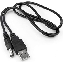 Alfais USB To DC 5.5 2.1 mm Kalın Uç Güç Çevirici Adaptör Kablosu 80 cm Plastik ve Metal