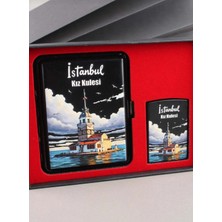 Fagena Store Mavi Jet Alevli Çakmak Sigara Tabakası Kutulu Set