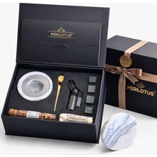 Perlotus Mermer Viski Tütsüleme Aparatı Premium Hediye Kutulu Çakmak, Soğutma Taşları Talaş Seti