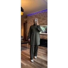 MİMİ LUXURY WEAR Kadın Tesettür Takımı Dalgıç Kumaş Yarım Patlı Fermuarlı Alt Üst Takım 3002