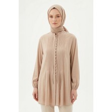 Lale Butik Levidor Nervür Detay Gömlek 230156 Bej