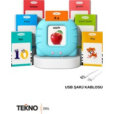 Teknozeel Ingilizce Konuşan Sesli Flaş Kart Seti Mavi Renk - Okul Öncesi Öğrenme Eğitici Oyuncak