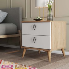 Mezza 3636 Versace Modern Tasarımlı 2 Çekmeceli Suntalam Komodin Beyaz Renkli Şık Ürün