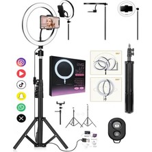 CAILON 10 Inç LED Ring Light 26 cm Youtuber Makyaj Selfie Video Işığı 2.1m Tripodlu Telefon Tutucu