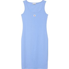 Calvin Klein Kadın Baby Rib Örgü Kare Yaka Elbise