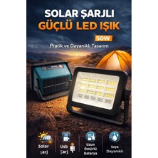 Wair Teknoloji 50W Ultra Güçlü Solar LED Projektör 6500K Taşınabilir Kamp ve Acil Durum Lambası