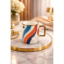 Yzhome Acar Lüks Porselen Yaldızlı Desenli Kupa Bardak 220ML