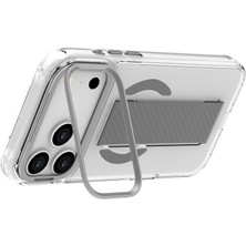 Piili iPhone 17 Pro Max Metal Stand Grip Magsafe Kılıf Gri