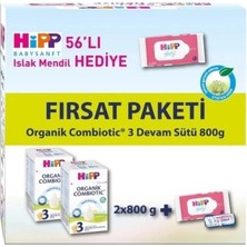 SHC4200 3 Organik Combiotic Bebek Sütü 800 gr X2 Islak Mendil Hediyeli
