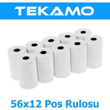 Tekamo 56x12 Termal Pos Yazarkasa Rulosu 10 Adet 1 Paket