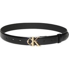 Calvin Klein Kadın Round Ck Buckle 30MM Smooth Kemer