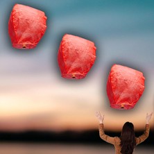 Süsle Bebek ve Parti Dilek Feneri, Dilek Balonu Kırmızı - 3 Adet