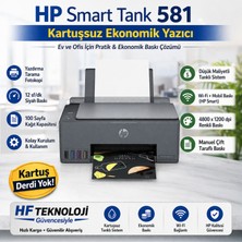 Hp Smart Tank 581 4A8D4A Wi-Fi + Tarayıcı + Fotokopi Renki Tanklı Mürekkep Püskürtmeli Yazıcı + 2 Pk.  A4  Hediye