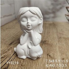 Yoyomold YY3219 Tavşanla Uyuyan Kız Saksı Silikon Kalıp