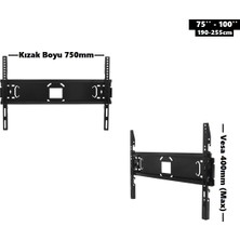 Technozi Botech 75 Inc - 100 Inc Sabit Tv Askı Aparatı 190CM - 255CM (75'' - 100'')
