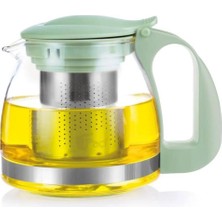 Nishev.com Evini Sev Su Yeşili Renkli Süzgeçli Cam 700ML Çay & Kahve Hazinesi