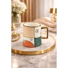 Yzhome Acar Lüks Porselen Yaldızlı Desenli Kupa Bardak 220ML