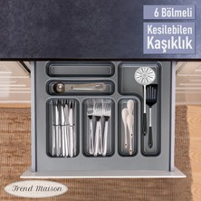 Trend Maison Mutfak Düzenleyici Kesilebilen 6 Bölmeli Plastik Çekmece Içi Kaşıklık Çatal Bıçak Organizer