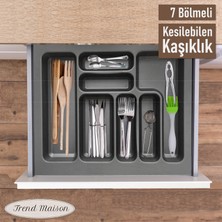Trend Maison Mutfak Düzenleyici Kesilebilen 7 Bölmeli Plastik Çekmece Içi Kaşıklık Çatal Bıçak Organizer