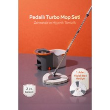 Moppak Pedallı Otomatik Mop Temizlik Seti 360° Döner Başlıklı 2 Adet Mikrofiber Bez