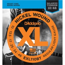 Burak Music D'addario EXL110BT Nickel Wound, Balanced Tension Regular Light, 10-46 010-046  Elektro Takım