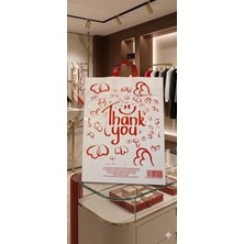 Ecoflex Yumuşak Saplı-Kulplu-Takviyeli Mağaza Poşeti Thank You Motif Baskılı (50 Adet) 45X50 cm