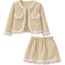Jelibom Kız Çocuk Şık Ceket & Etek Takım (Tweed Görünümlü)