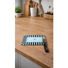 Zucci Home Temperli Kırılmaz Cam Kesim Panosu | Black Retro Sparrow | 30X20 cm - Kaymaz Doğrama Panosu