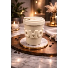 Yzhome Acar Porselen Kupa Bardak Silikon Kapaklı Kahve Çay Ofis Bardağı 400ML