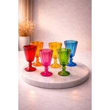Yzhome 6 Lı Cam Flüt Renkli Kahve Yanı Su Bardağı Kadeh Kupa Bardak 75ML